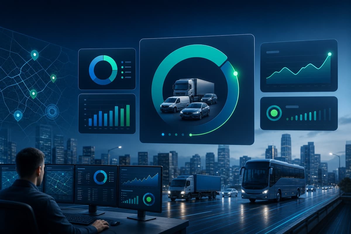 Transport operations analytics with fleet performance charts